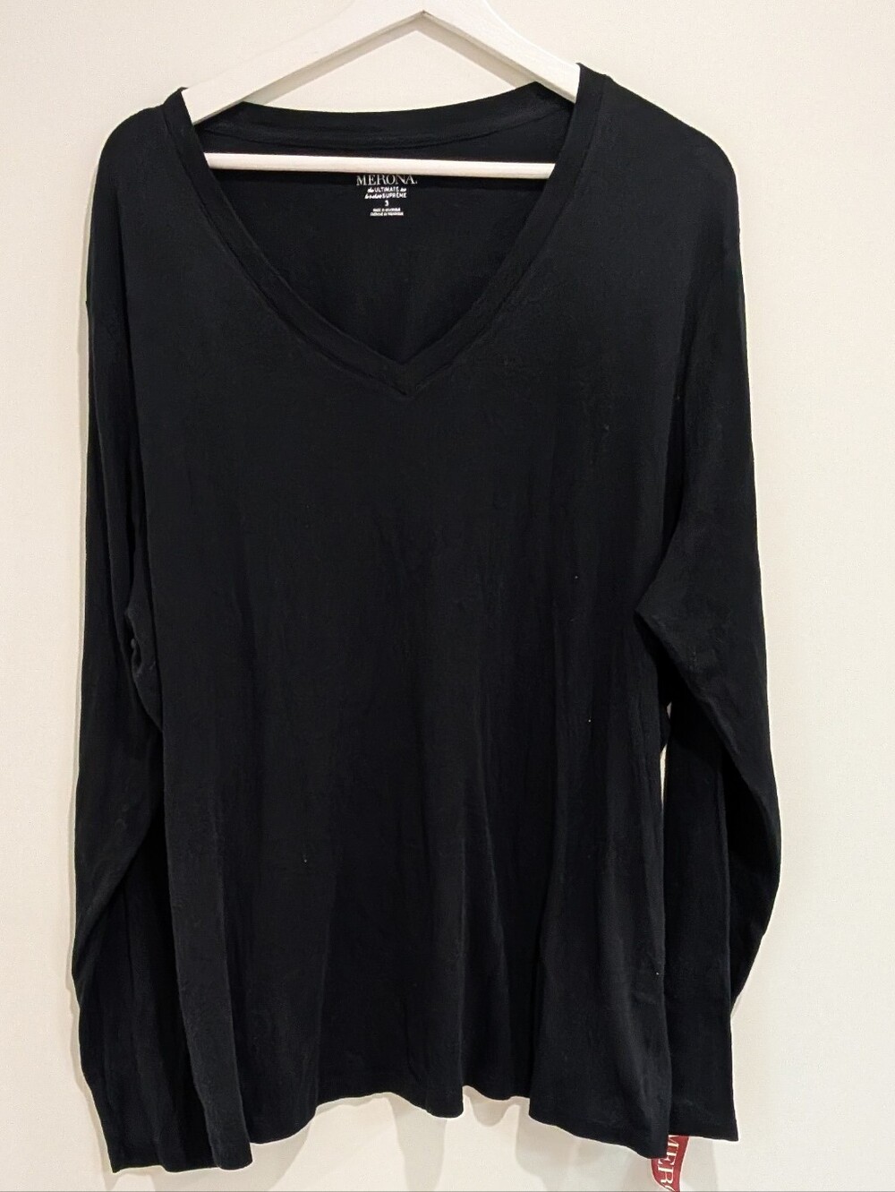 NWT Black Long Sleeve V-Neck Size 3X Classic Casual Basic Minimalist